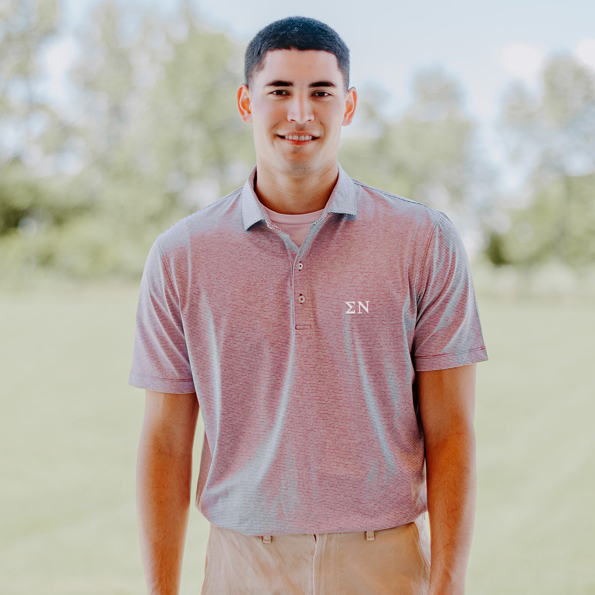 New! Sigma Nu Johnnie-O Striped Polo