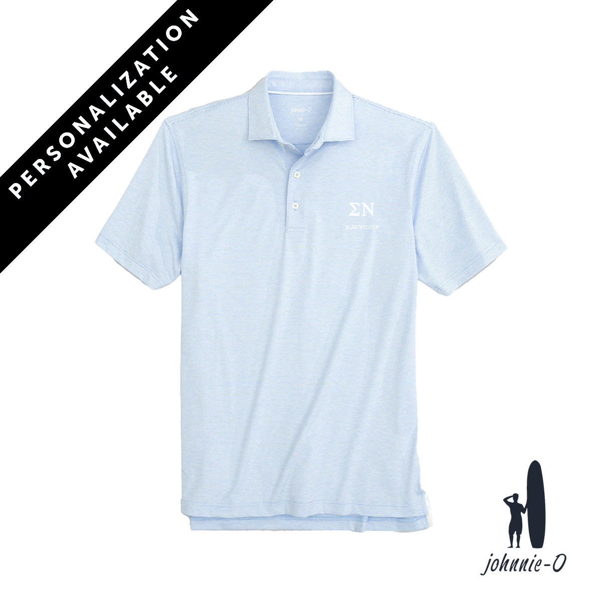 New! Sigma Nu Personalized Johnnie-O Striped Polo