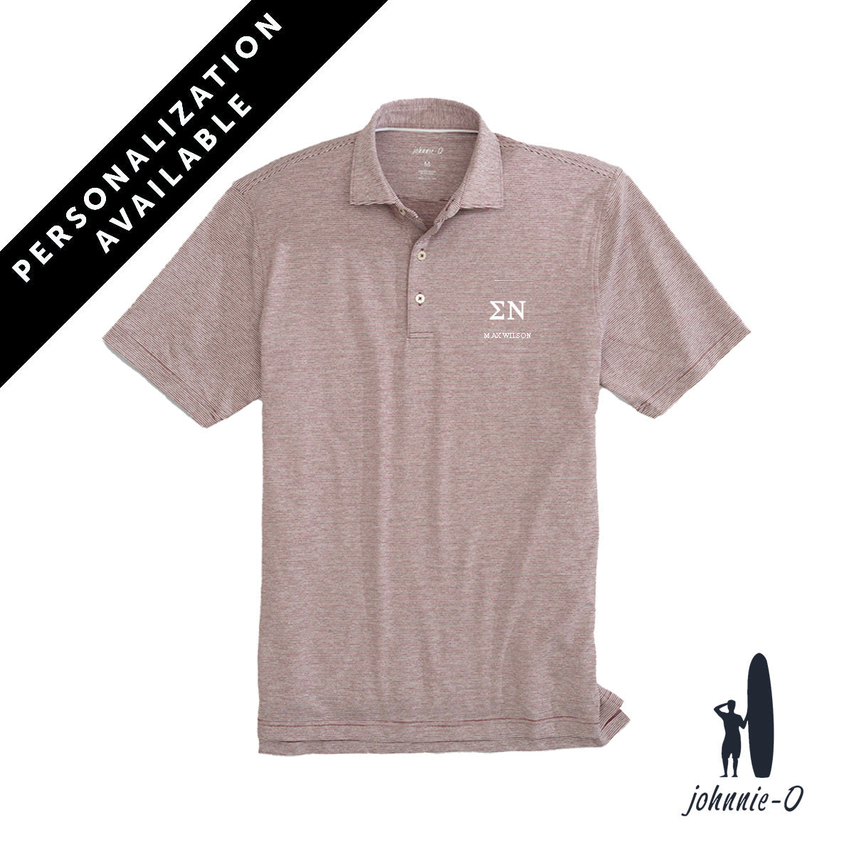 New! Sigma Nu Personalized Johnnie-O Striped Polo