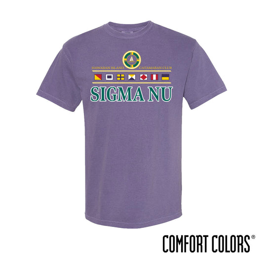 New! Sigma Nu Comfort Colors Vintage Catamaran Club Short Sleeve Tee