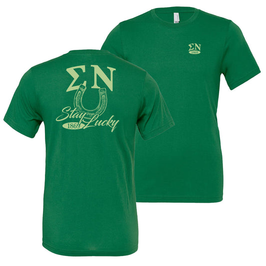 New! Sigma Nu Stay Lucky Short Sleeve Tee