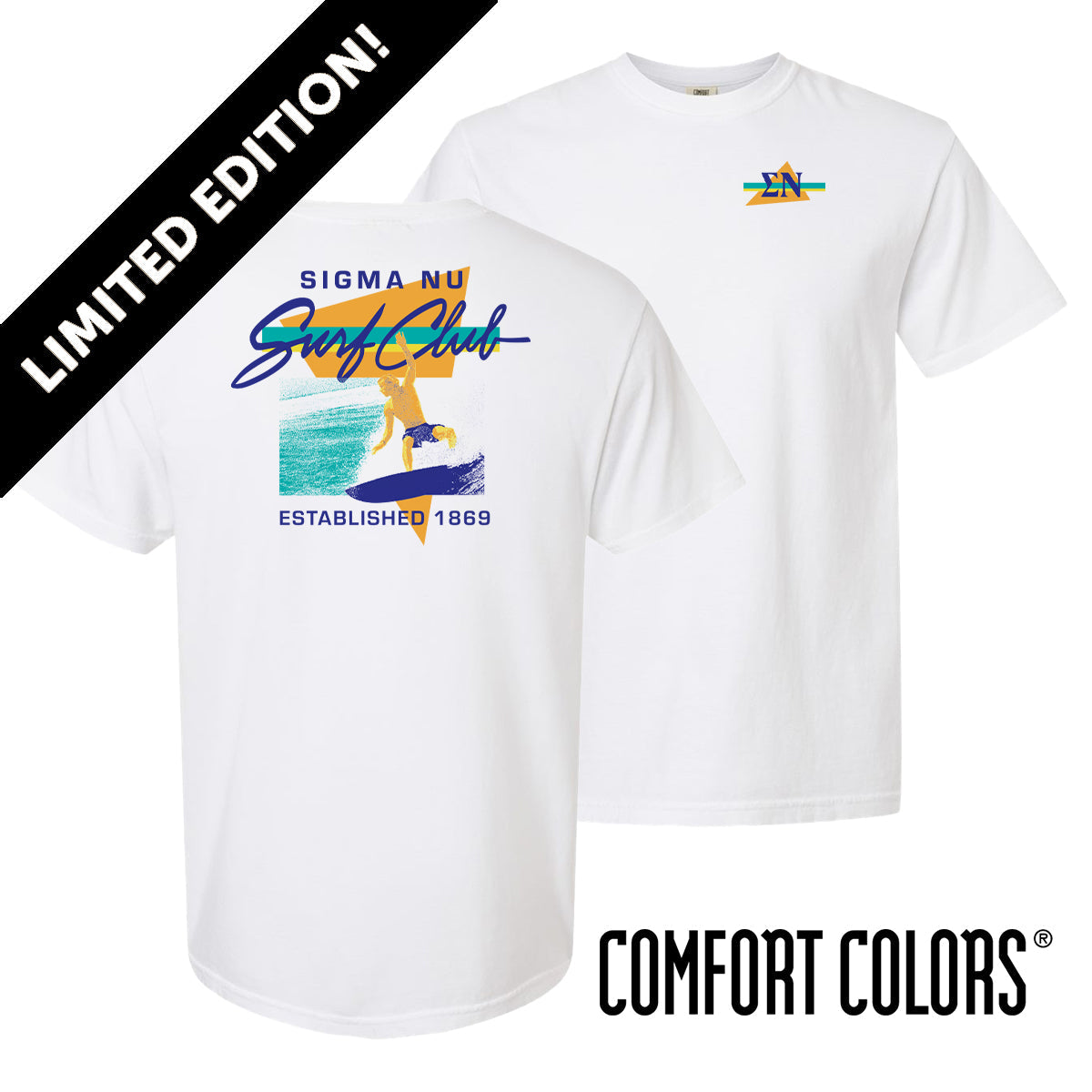 New! Sigma Nu Retro Surf Club Short Sleeve Tee