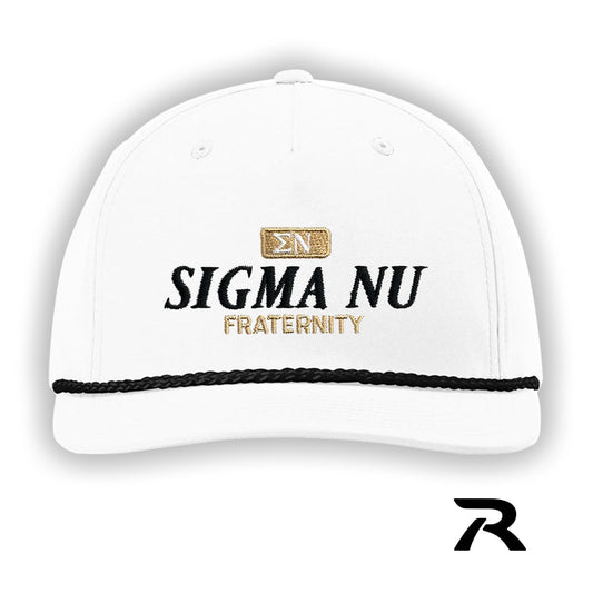 New! Sigma Nu White Richardson Rope Hat