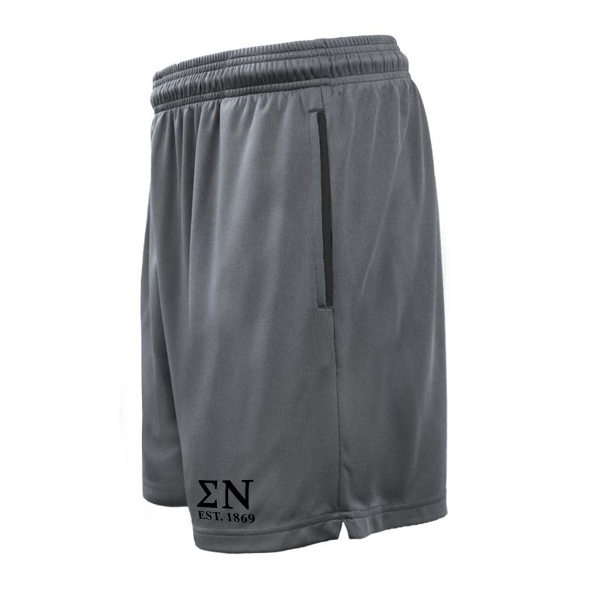 New! Sigma Nu 7in Grey Pocketed Shorts