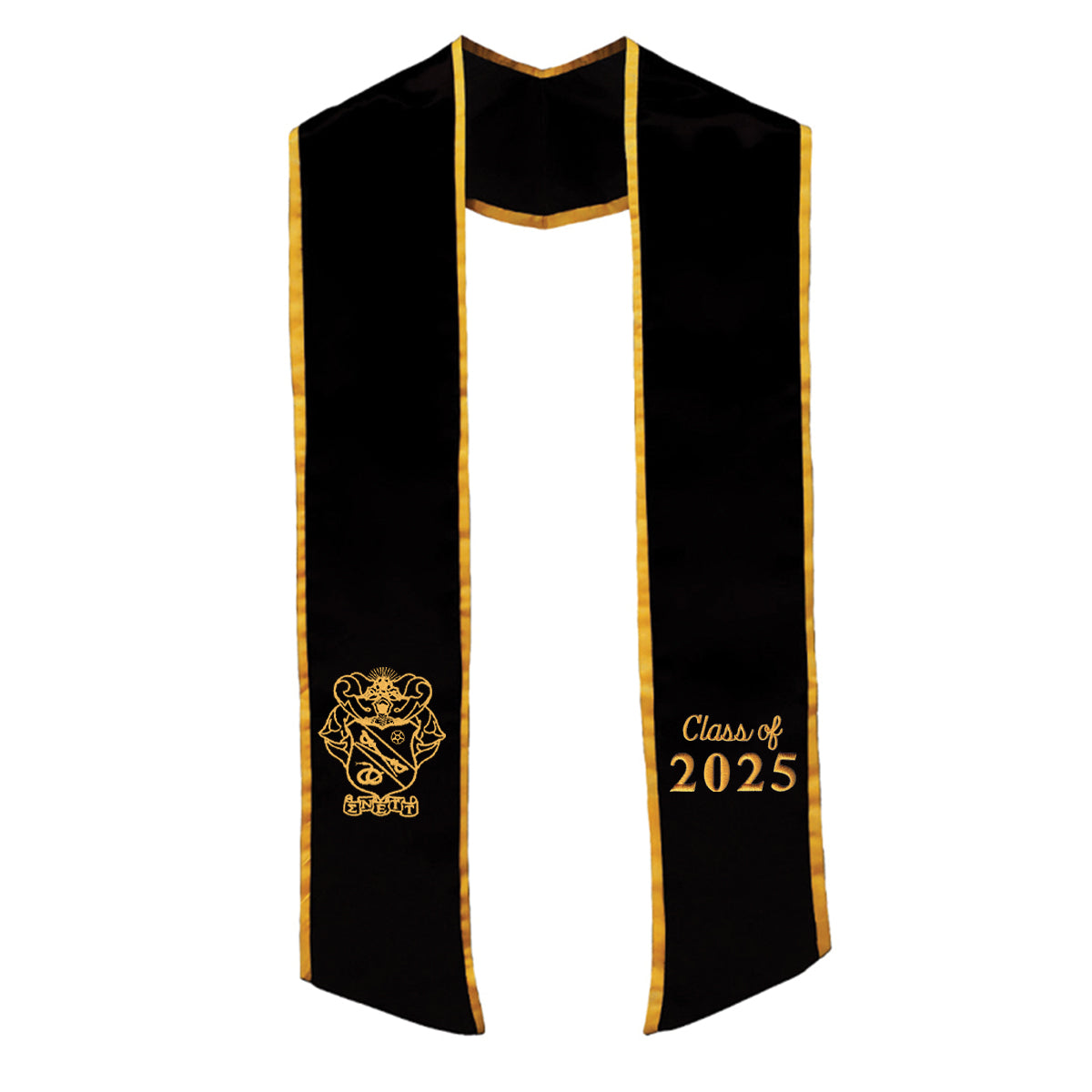 New! Sigma Nu Trimmed Graduation Stole with Embroidered Crest